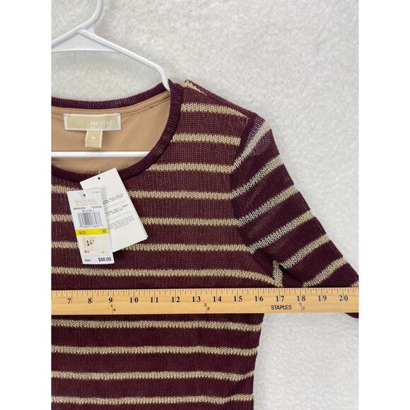 Michael Kors Women’s M‎ Metallic Stripe Pullover Sweater Purple Long Sleeve NWT - Picture 5 of 9
